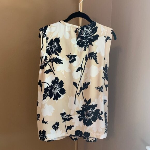 J Crew Womens‎ Top Size 8 Brown Floral Sleeveless Round Neck Blouse neutrals - Picture 2 of 8